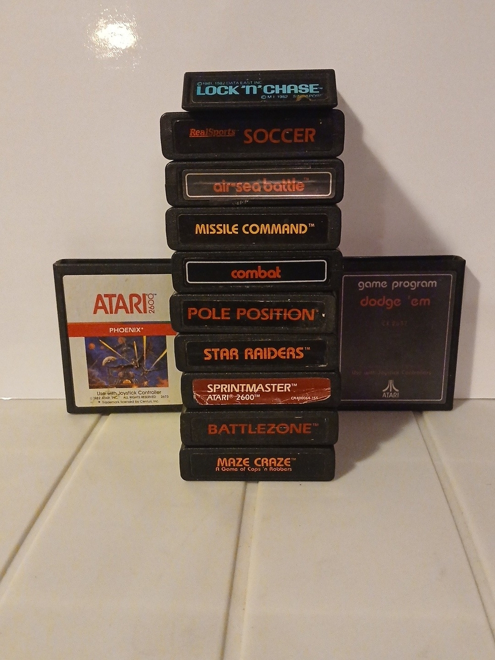 Cartridge Stack - Atari 2600 Collection Black Retro Video Game Collection